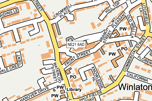NE21 6AD map - OS OpenMap – Local (Ordnance Survey)