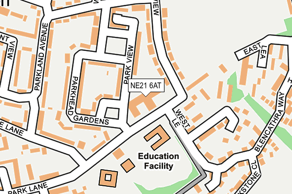 NE21 6AT map - OS OpenMap – Local (Ordnance Survey)