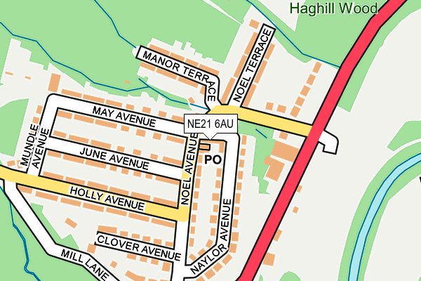 NE21 6AU map - OS OpenMap – Local (Ordnance Survey)