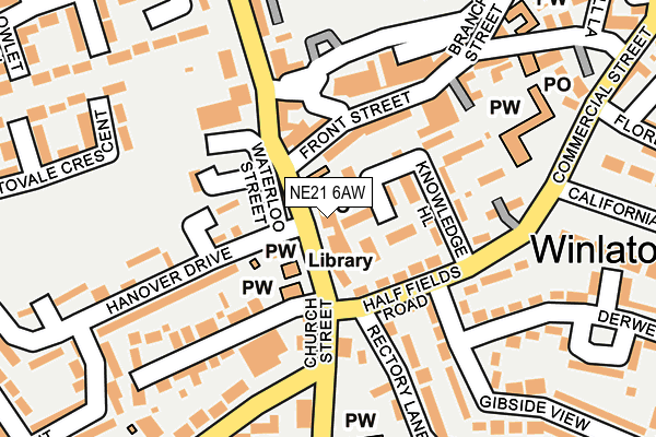 NE21 6AW map - OS OpenMap – Local (Ordnance Survey)