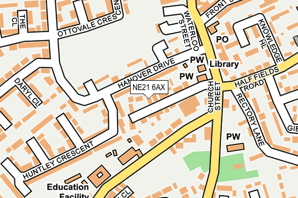 NE21 6AX map - OS OpenMap – Local (Ordnance Survey)