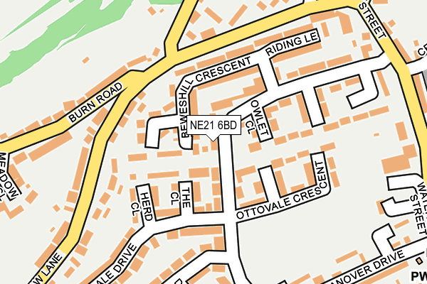 NE21 6BD map - OS OpenMap – Local (Ordnance Survey)