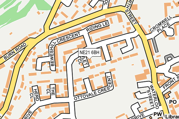 NE21 6BH map - OS OpenMap – Local (Ordnance Survey)