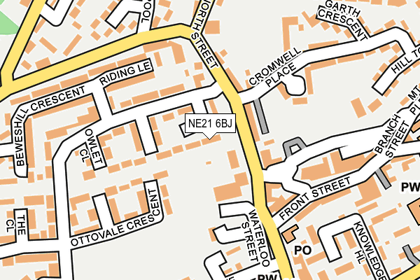 NE21 6BJ map - OS OpenMap – Local (Ordnance Survey)