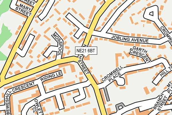NE21 6BT map - OS OpenMap – Local (Ordnance Survey)