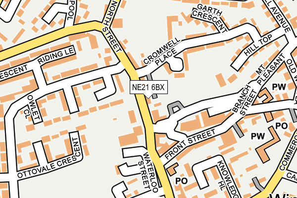 NE21 6BX map - OS OpenMap – Local (Ordnance Survey)