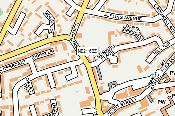 NE21 6BZ map - OS OpenMap – Local (Ordnance Survey)