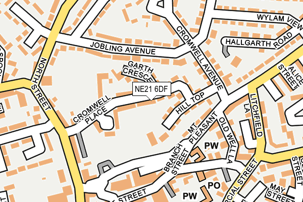 NE21 6DF map - OS OpenMap – Local (Ordnance Survey)