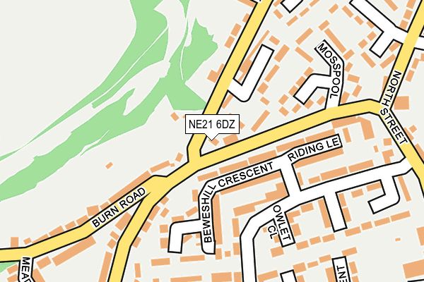 NE21 6DZ map - OS OpenMap – Local (Ordnance Survey)
