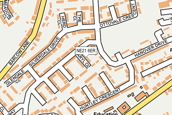 NE21 6ER map - OS OpenMap – Local (Ordnance Survey)