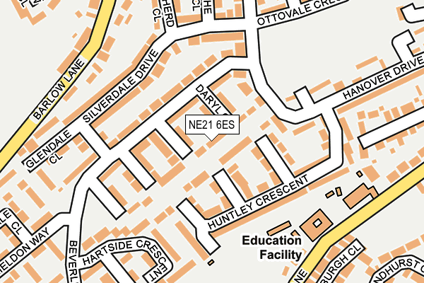 NE21 6ES map - OS OpenMap – Local (Ordnance Survey)