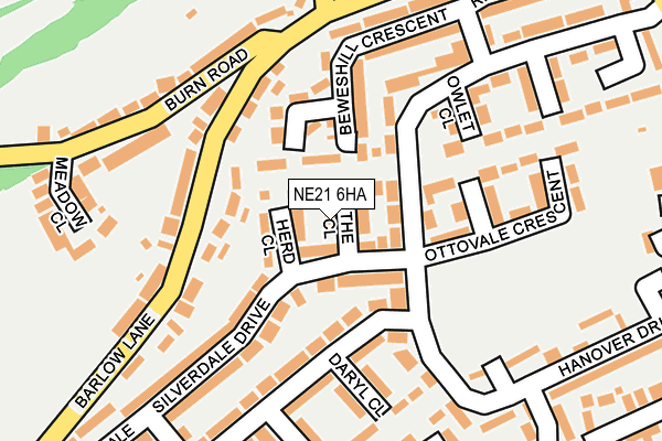 NE21 6HA map - OS OpenMap – Local (Ordnance Survey)