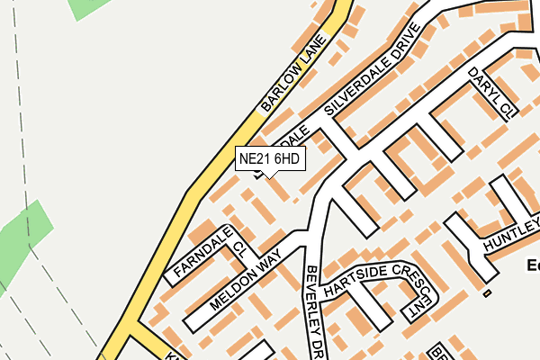 NE21 6HD map - OS OpenMap – Local (Ordnance Survey)