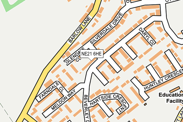 NE21 6HE map - OS OpenMap – Local (Ordnance Survey)