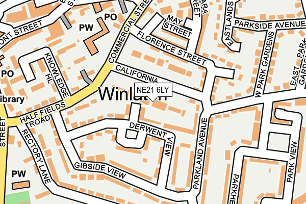 NE21 6LY map - OS OpenMap – Local (Ordnance Survey)