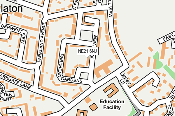 NE21 6NJ map - OS OpenMap – Local (Ordnance Survey)
