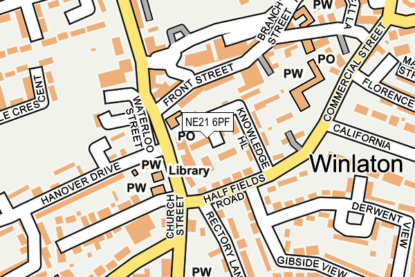 NE21 6PF map - OS OpenMap – Local (Ordnance Survey)