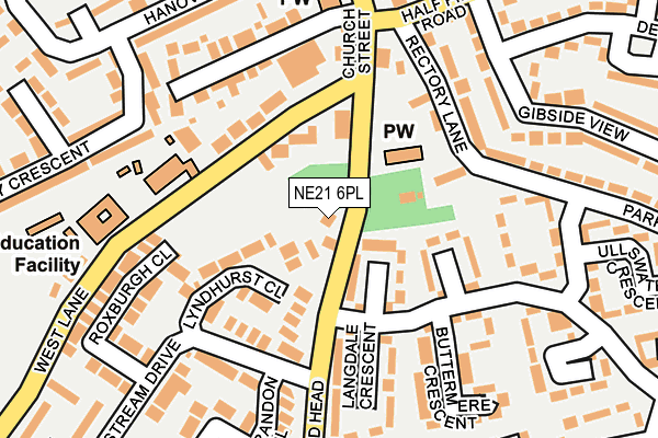 NE21 6PL map - OS OpenMap – Local (Ordnance Survey)
