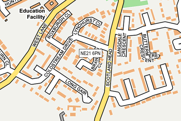 NE21 6PN map - OS OpenMap – Local (Ordnance Survey)