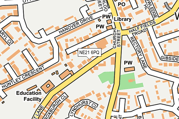 NE21 6PQ map - OS OpenMap – Local (Ordnance Survey)