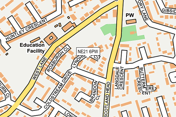 NE21 6PW map - OS OpenMap – Local (Ordnance Survey)