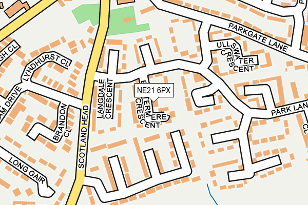 NE21 6PX map - OS OpenMap – Local (Ordnance Survey)