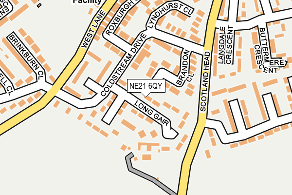 NE21 6QY map - OS OpenMap – Local (Ordnance Survey)