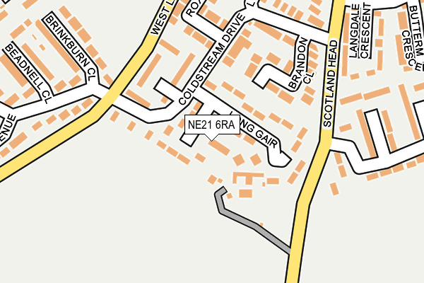 NE21 6RA map - OS OpenMap – Local (Ordnance Survey)
