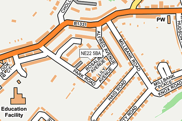 NE22 5BA map - OS OpenMap – Local (Ordnance Survey)