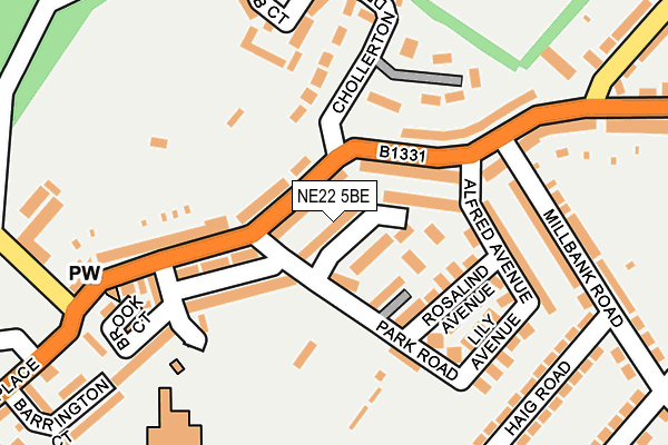 NE22 5BE map - OS OpenMap – Local (Ordnance Survey)