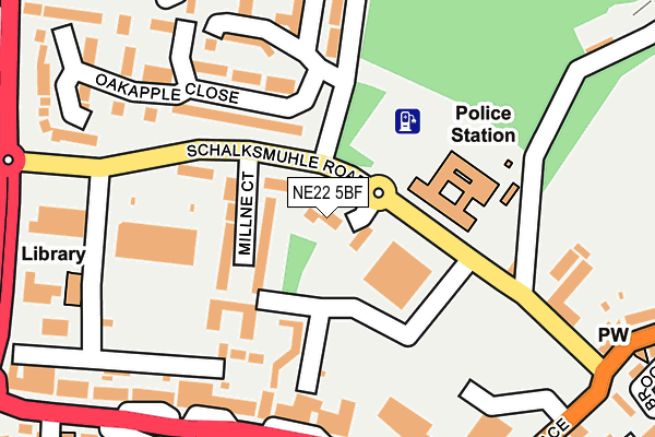 NE22 5BF map - OS OpenMap – Local (Ordnance Survey)
