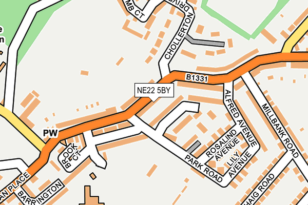 NE22 5BY map - OS OpenMap – Local (Ordnance Survey)