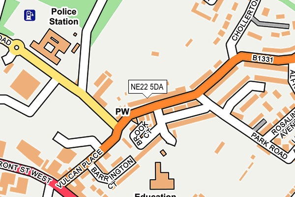 NE22 5DA map - OS OpenMap – Local (Ordnance Survey)