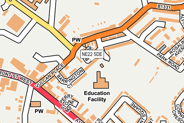 NE22 5DE map - OS OpenMap – Local (Ordnance Survey)