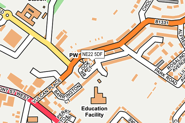 NE22 5DF map - OS OpenMap – Local (Ordnance Survey)