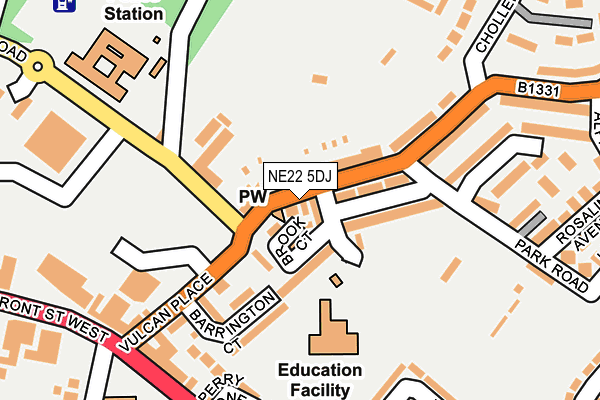 NE22 5DJ map - OS OpenMap – Local (Ordnance Survey)