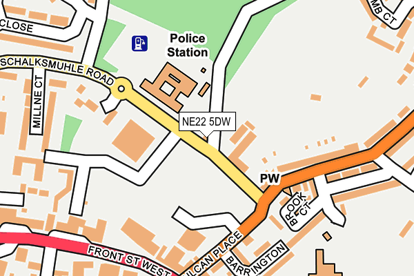 NE22 5DW map - OS OpenMap – Local (Ordnance Survey)