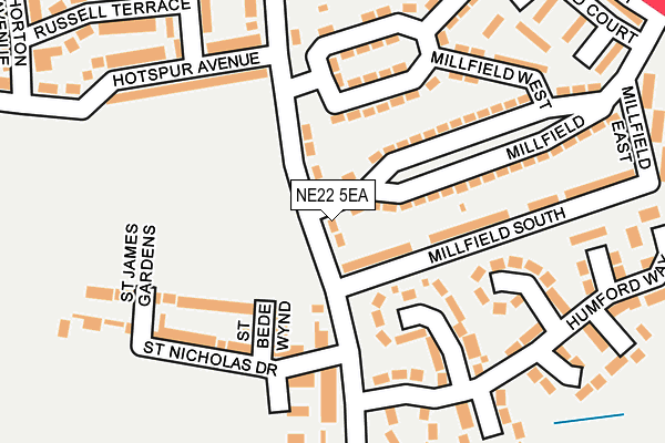 NE22 5EA map - OS OpenMap – Local (Ordnance Survey)