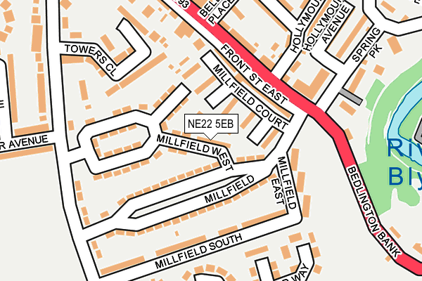 NE22 5EB map - OS OpenMap – Local (Ordnance Survey)