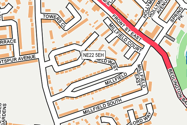 NE22 5EH map - OS OpenMap – Local (Ordnance Survey)