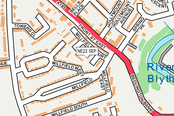 NE22 5EP map - OS OpenMap – Local (Ordnance Survey)