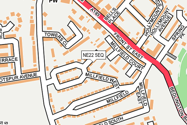 NE22 5EQ map - OS OpenMap – Local (Ordnance Survey)