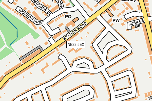 NE22 5EX map - OS OpenMap – Local (Ordnance Survey)