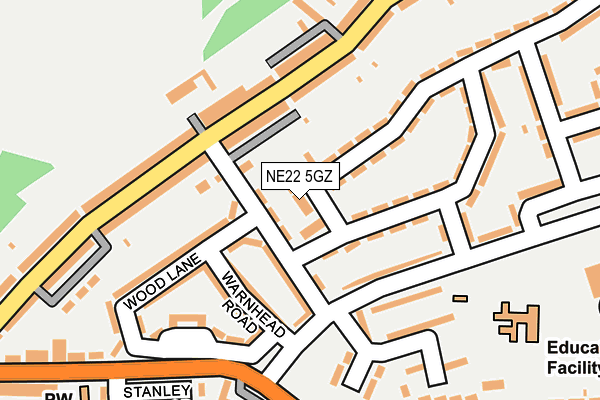 NE22 5GZ map - OS OpenMap – Local (Ordnance Survey)