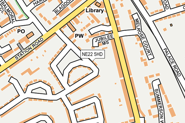 NE22 5HD map - OS OpenMap – Local (Ordnance Survey)