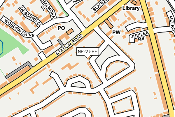 NE22 5HF map - OS OpenMap – Local (Ordnance Survey)