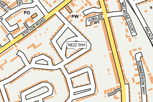 NE22 5HH map - OS OpenMap – Local (Ordnance Survey)