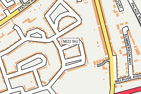 NE22 5HJ map - OS OpenMap – Local (Ordnance Survey)