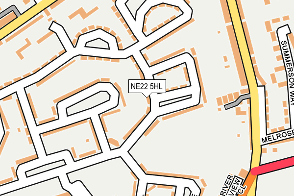NE22 5HL map - OS OpenMap – Local (Ordnance Survey)