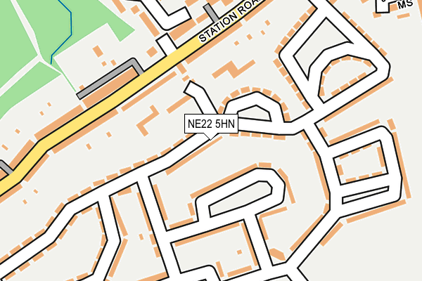 NE22 5HN map - OS OpenMap – Local (Ordnance Survey)